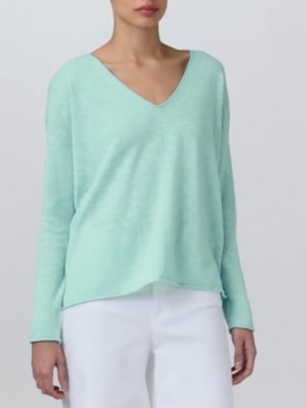 Eileen Fisher Organic Linen Cotton V-Neck Sweater Lightweight  Sweater Size 2X